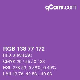 カラーコード: RGB 138 77 172 | qconv.com