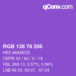 カラーコード: RGB 138 78 206 | qconv.com