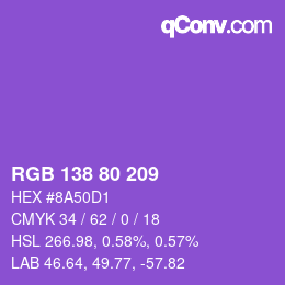 Color code: RGB 138 80 209 | qconv.com