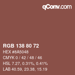 Farbcode: RGB 138 80 72 | qconv.com