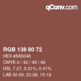 Code couleur: RGB 138 80 72 | qconv.com