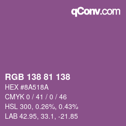 Color code: RGB 138 81 138 | qconv.com