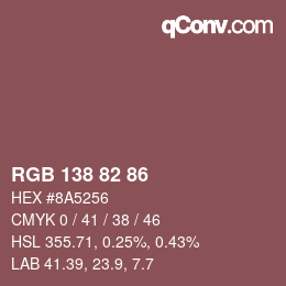 カラーコード: RGB 138 82 86 | qconv.com