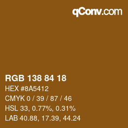 Code couleur: RGB 138 84 18 | qconv.com