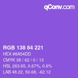 Color code: RGB 138 84 221 | qconv.com