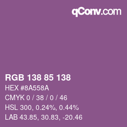 Color code: RGB 138 85 138 | qconv.com