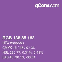 Color code: RGB 138 85 163 | qconv.com