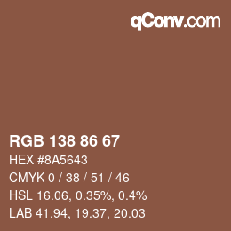 Farbcode: RGB 138 86 67 | qconv.com