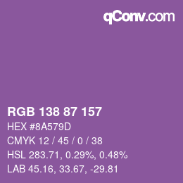 Color code: RGB 138 87 157 | qconv.com