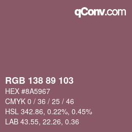 Color code: RGB 138 89 103 | qconv.com