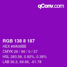 Color code: RGB 138 8 187 | qconv.com