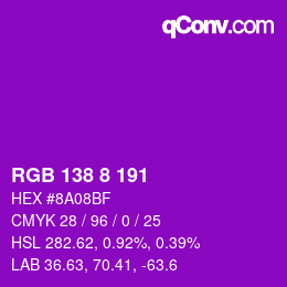 Color code: RGB 138 8 191 | qconv.com