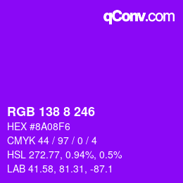 Color code: RGB 138 8 246 | qconv.com