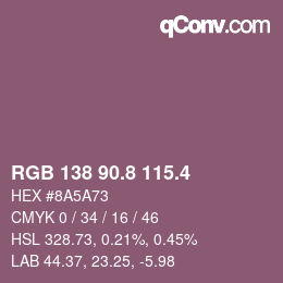 カラーコード: RGB 138 90.8 115.4 | qconv.com
