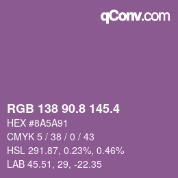 カラーコード: RGB 138 90.8 145.4 | qconv.com