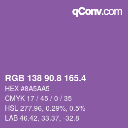 カラーコード: RGB 138 90.8 165.4 | qconv.com