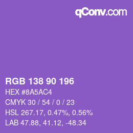 Color code: RGB 138 90 196 | qconv.com