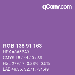 Color code: RGB 138 91 163 | qconv.com