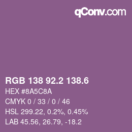 カラーコード: RGB 138 92.2 138.6 | qconv.com
