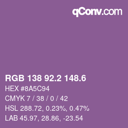 カラーコード: RGB 138 92.2 148.6 | qconv.com