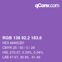 カラーコード: RGB 138 92.2 183.6 | qconv.com