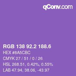 カラーコード: RGB 138 92.2 188.6 | qconv.com