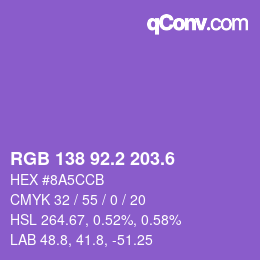 カラーコード: RGB 138 92.2 203.6 | qconv.com