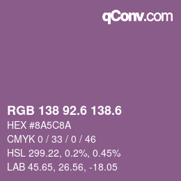 カラーコード: RGB 138 92.6 138.6 | qconv.com