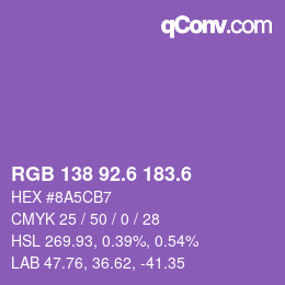 カラーコード: RGB 138 92.6 183.6 | qconv.com