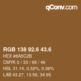 カラーコード: RGB 138 92.6 43.6 | qconv.com
