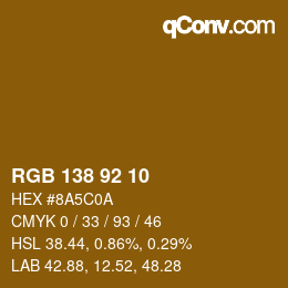 Color code: RGB 138 92 10 | qconv.com