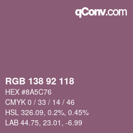 Código de color: RGB 138 92 118 | qconv.com