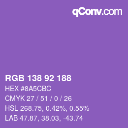 Color code: RGB 138 92 188 | qconv.com