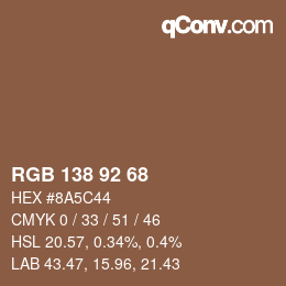 Color code: RGB 138 92 68 | qconv.com