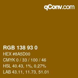 Color code: RGB 138 93 0 | qconv.com