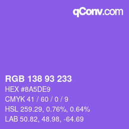 Color code: RGB 138 93 233 | qconv.com