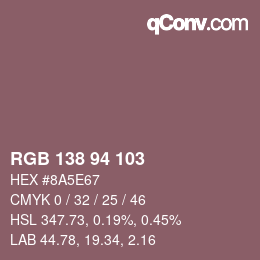 Color code: RGB 138 94 103 | qconv.com