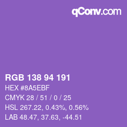 颜色代码: RGB 138 94 191 | qconv.com