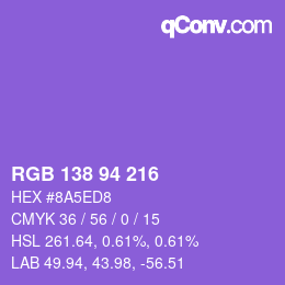 Color code: RGB 138 94 216 | qconv.com