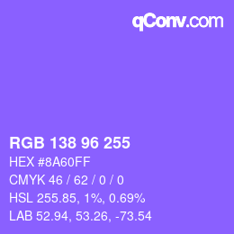 Color code: RGB 138 96 255 | qconv.com