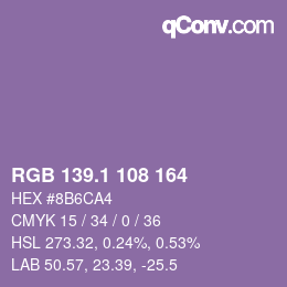カラーコード: RGB 139.1 108 164 | qconv.com