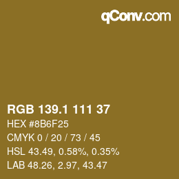 カラーコード: RGB 139.1 111 37 | qconv.com