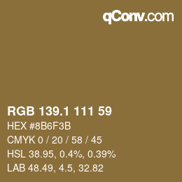 カラーコード: RGB 139.1 111 59 | qconv.com