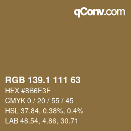 カラーコード: RGB 139.1 111 63 | qconv.com