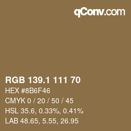 カラーコード: RGB 139.1 111 70 | qconv.com