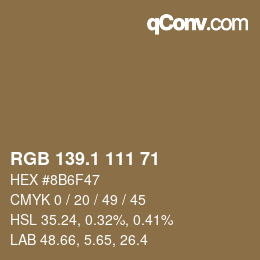 Color code: RGB 139.1 111 71 | qconv.com