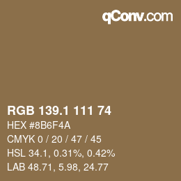 カラーコード: RGB 139.1 111 74 | qconv.com