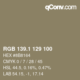 カラーコード: RGB 139.1 129 100 | qconv.com