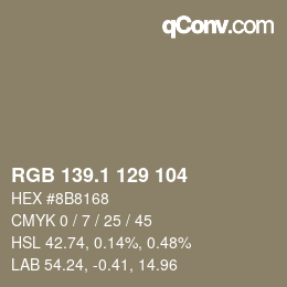 Color code: RGB 139.1 129 104 | qconv.com
