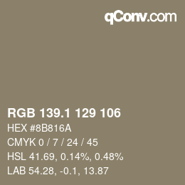 Color code: RGB 139.1 129 106 | qconv.com